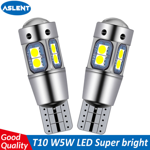 ASLENT 2 pièces voiture T10 Led Canbus 6000K blanc T10 w5w Led ampoule DRL tour Parking largeur intérieure dôme lumière lampe de lecture voiture style ► Photo 1/6