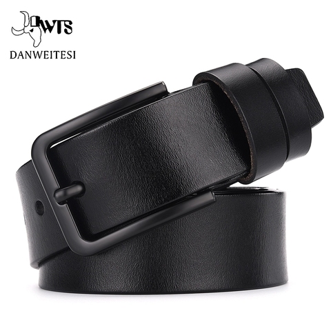 DWTS – Ceinture en cuir de vache véritable pour hommes, accessoire vestimentaire authentique avec sangle de luxe et boucle ardillon, classique, vintage ► Photo 1/6