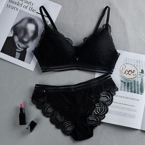 Ensemble de soutien-gorge en dentelle sans fil, soutien-gorge à section fine, ajourée, sous-vêtements sexy pour femmes, ensemble de sous-vêtements, sous-vêtements doux ► Photo 1/6