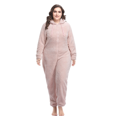 Pyjama en peluche pour femmes grande taille, ensemble de pyjama de Kingurumi, à capuche, chaud, Onesie, en molleton, pour femmes et adultes ► Photo 1/6