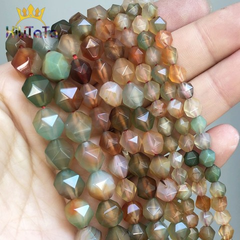 Perles d'agates de paon rondes à facettes naturelles perles de pierre en vrac pour la fabrication de bijoux collier de bracelet à bricoler soi-même 15 ''Pick taille 6/8/10mm ► Photo 1/6