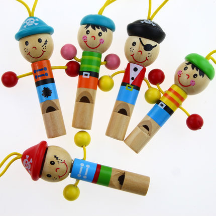 Mini sifflet de Pirate en bois, porte-clés poupée Musical mignon, coloré, développement éducatif, bons jouets amusants, cadeau pour bébé ► Photo 1/6