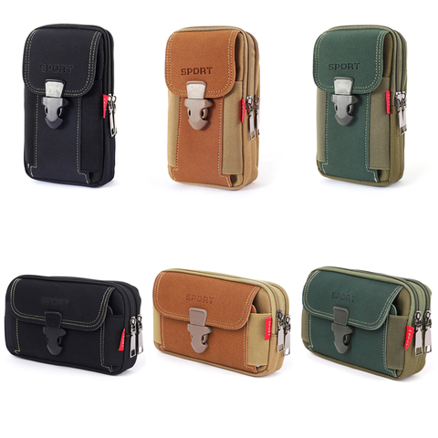 Décontracté Portable Pochettes de Téléphone Portable multi-fermeture éclair Hommes Toile Taille Ceinture Bum Sac En Cours D'exécution Poche de Camping de Voyage Sacs ► Photo 1/6