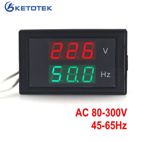 Compteur de tension numérique 2 en 1, AC 80-300.0V 45-65HZ, compteur de fréquence, voltmètre Hertz/HZ, affichage Led rouge 50HZ 60HZ ► Photo 1/1