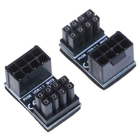 ATX 8pin mâle 180 degrés coudé à 8Pin adaptateur d'alimentation femelle pour ordinateurs de bureau carte graphique ► Photo 1/6