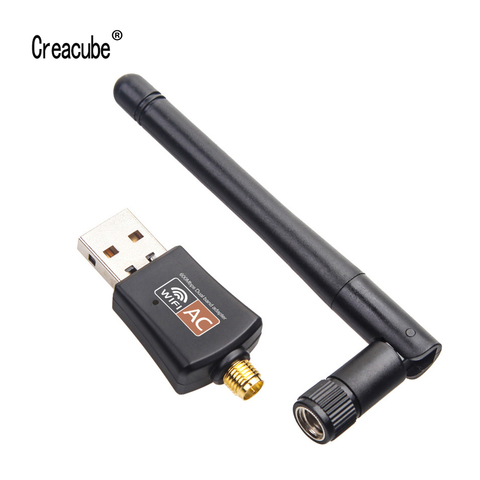 Creacube 600M sans fil USB WiFi adaptateur carte réseau Wifi récepteur 2.4G 5G double bande antennes ordinateur réseau LAN carte pour PC ► Photo 1/6