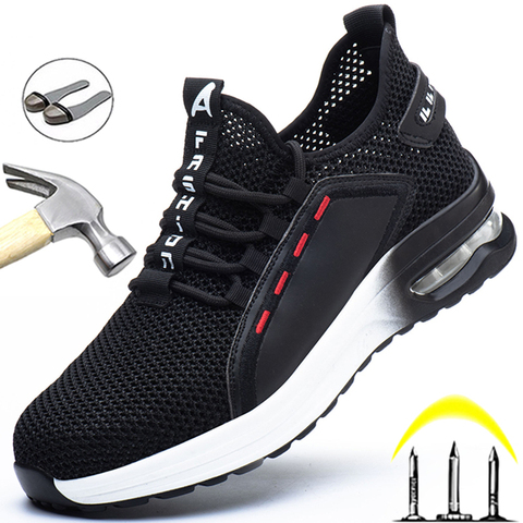 Chaussures de sécurité Anti-perforation pour homme, baskets de travail confortables et légères avec bout en acier, bottes de sécurité 48 ► Photo 1/6