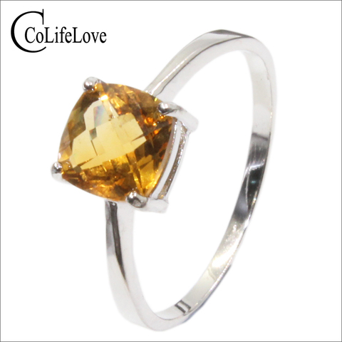 Bague en argent 100% Citrine naturelle, anneau de luxe, haute qualité, bijoux de mariage pour femmes, offre spéciale, Sterling 925 ► Photo 1/6