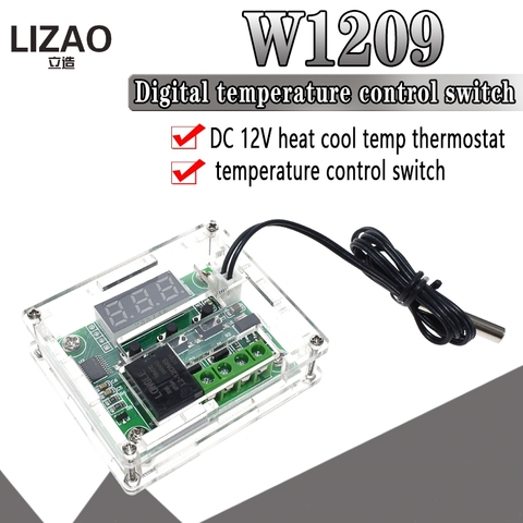 Thermostat, interrupteur de contrôle de la température, thermostat, thermostat, température fraîche, 1 pièce, W1209 DC 12V ► Photo 1/6