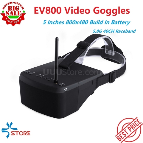 Lunettes vidéo EV800 FPV 5 pouces 800x480, Raceband 40ch, 5.8G, recherche automatique, batterie intégrée pour Drones FPV ► Photo 1/6