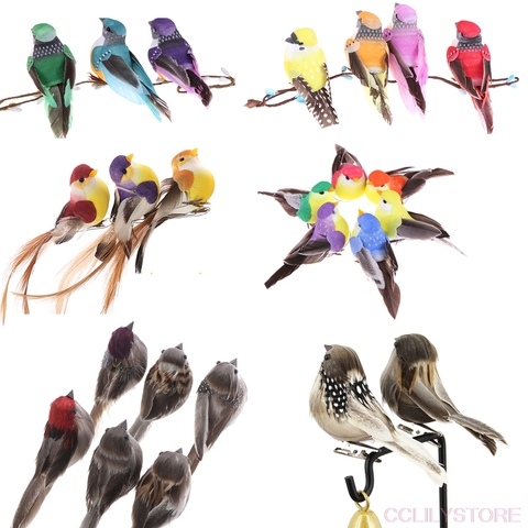 1/2 pièces oiseaux artificiels faux mousse Animal Simulation plume oiseaux modèles bricolage mariage maison jardin ornement décoration ► Photo 1/6