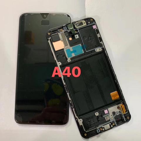 100% Super AMOLED pour Samsung A40 LCD A50 A30 A20 écran tactile numériseur assemblée avec cadre pièces de rechange de rechange ► Photo 1/3