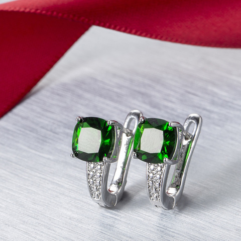 Mode femme Pendientes boucles d'oreilles 925 couleur argent vert éblouissant CZ Zircon coeur flèche boucles d'oreilles pour les femmes Oorbellen ► Photo 1/5