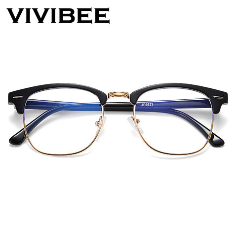 VIVIBEE-lunettes classiques Anti-lumière bleue | Semi-sans bords, lunettes carrées hommes Anti rayons, montures ordinateur femmes, lunettes de jeux ► Photo 1/6