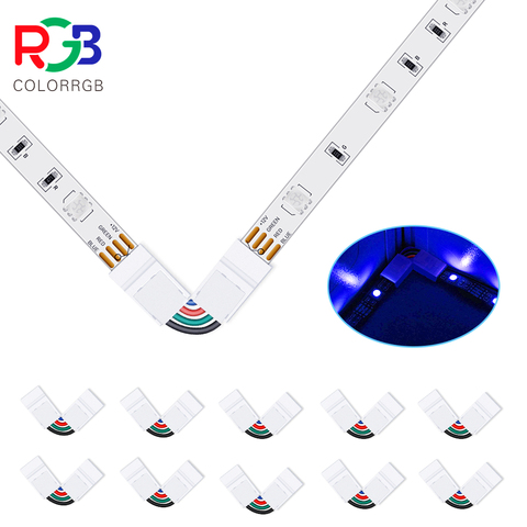 10 pièces L forme 4 broches connecteurs Angle réglable (90-180 degrés) LED connecteurs de bande pour 10mm largeur 5050 RGB LED bandes lumineuses ► Photo 1/5