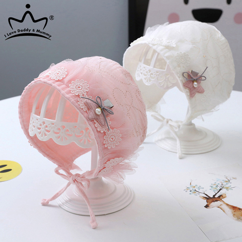 Nouveau-né chapeau princesse bébé fille dentelle fleur chapeau été mignon coton chapeaux bébé photographie accessoires ► Photo 1/6