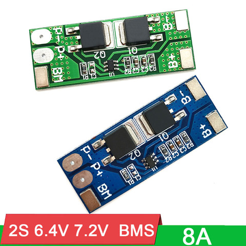 BMS PCM 10A, carte de protection pour batterie au Lithium, 2S 8A Lifepo4 6.4v 7.2V 18650 li-ion, bloc de cellules ► Photo 1/5