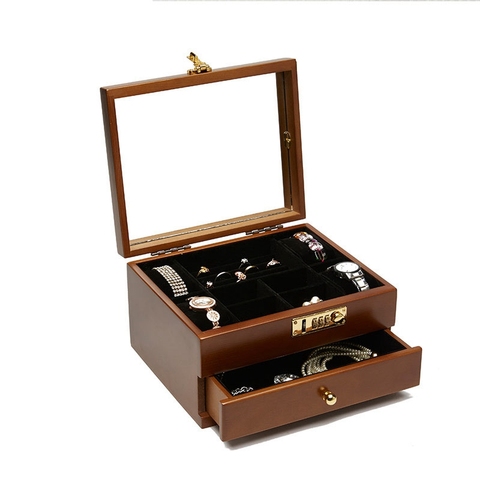 Boîte de rangement en bois pour montre de luxe, boîte de rangement pour accessoires de bijoux, étui pour bijoux, emballage de mariage, coffret cadeau ► Photo 1/1