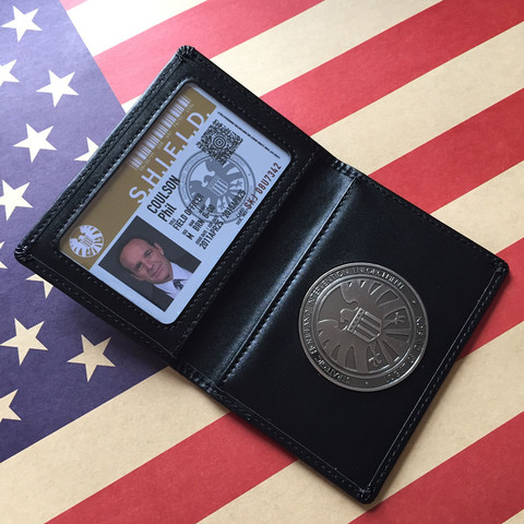 Agents de SHIELD S.H.I.E.L.D. Portefeuille en cuir pour hommes, porte-cartes d'identité, accessoires de Cosplay, Coulson, wade, May, Simmons, Fitz, Skye ► Photo 1/3