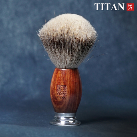 Titan rasage cheveux barbier brosse blaireau barbe kit brosses manche en bois naturel silvertip cadeau ► Photo 1/6