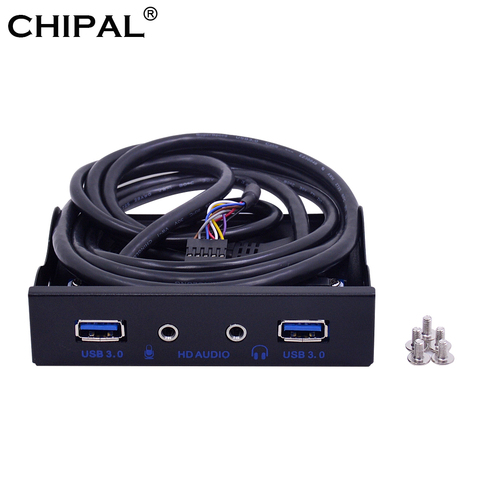 CHIPAL – support de panneau avant pour ordinateur de bureau, Hub USB 3.0, 20 broches, 4 ports, Audio HD, 3.5mm, écouteurs, connecteur de micro, baie de disquettes de 3.5 pouces ► Photo 1/6