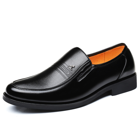 Chaussures formelles noires en cuir véritable pour hommes, souliers Oxford à la mode pour Business, grande taille 46 ► Photo 1/6