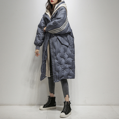 Veste longue à capuche noire pour femme, parka épaisse à la mode, vêtement d'extérieur, nouvelle collection hiver ► Photo 1/6