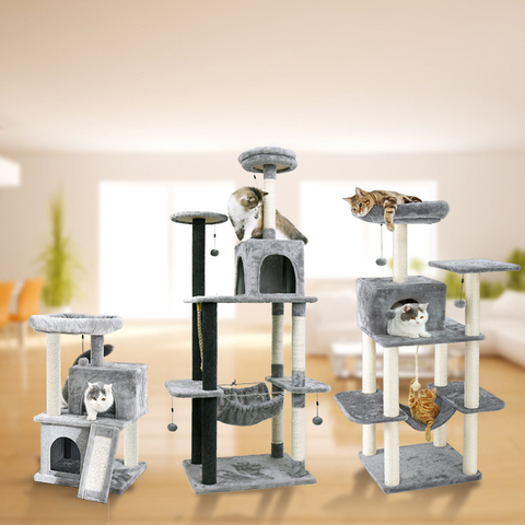 Livraison domestique chat jouet griffoir bois escalade arbre chat sautant jouet échelle escalade cadre chat meubles griffoir ► Photo 1/6
