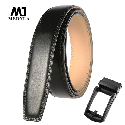 MEDYLA – ceinture en cuir naturel Non poreux pour hommes, sans boucle, métal solide, mat, bricolage, assemblage ► Photo 1/6
