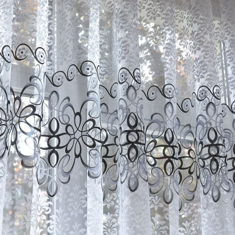 Rideau transparent gris pour salon Europe pastorale Tulle rideau fenêtre chambre marron drapé cuisine tissu X-ZH032 #40 ► Photo 1/6