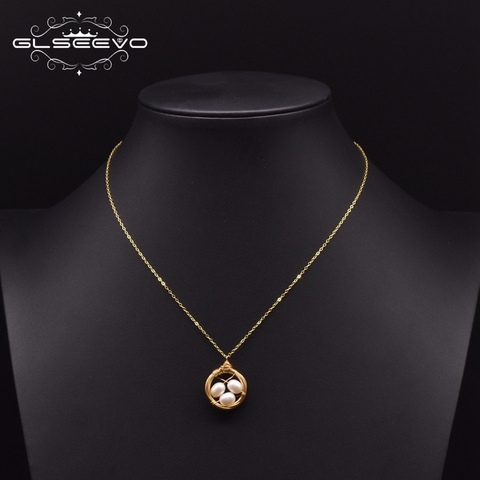 GLSEEVO-collier à pendentif en perles blanches d'eau douce, Design Original fait à la main, pour femmes et filles, cadeau de fiançailles, GN0163 ► Photo 1/5