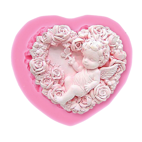 Moule à gâteau en silicone Rose bricolage | Bougie de savon, bougie de Fondant, ange en cœur, bébé, moule pour pâtisserie au chocolat ► Photo 1/6