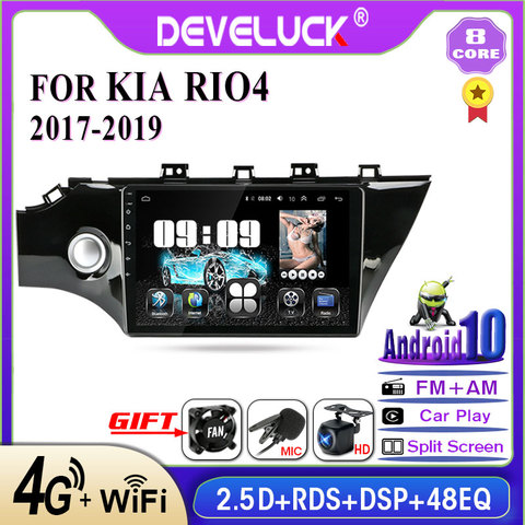 Autoradio Android 10.0, Navigation GPS, IPS, 8 cœurs, 4 go/64 go, 2 din, lecteur multimédia vidéo, pour voiture KIA RIO 4, RIO4, 2017, 2022, 2022 ► Photo 1/6