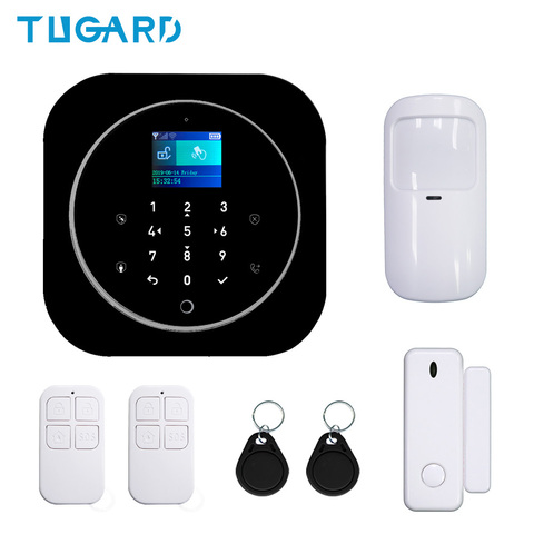 Système d'alarme de sécurité domestique sans fil, wi-fi, GSM, pour Android et iOS, Tuya, 433MHz, anti-cambriolage, clavier tactile LCD TFT, 11 langues ► Photo 1/6