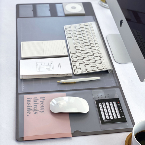 Tapis de souris multifonctionnel surdimensionné en Pu, tapis d'écriture pour étudiant, tapis de bureau d'affaires, coussin d'ordinateur portable, organisateur de bureau avec calendrier ► Photo 1/6