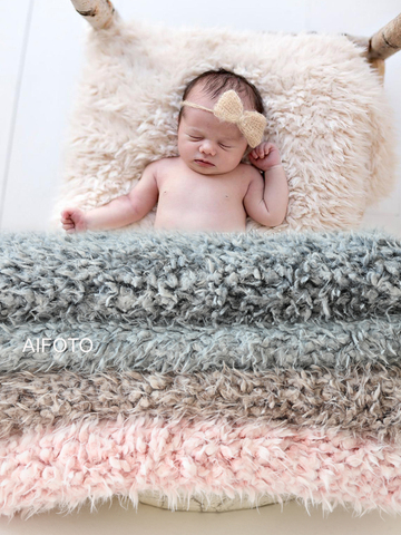 Tapis Flokati en fausse fourrure pour nouveau-né, couverture, ensemble d'accessoires de Studio de tournage pour photographie de bébé, pose de panier, 2022 ► Photo 1/6