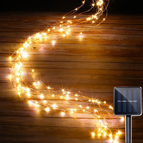 Chaîne solaire lumières extérieur 10 brins 200 LEDs étanche scintillant lumière étoilée cascade vigne branche lumière pour jardin noël ► Photo 1/6