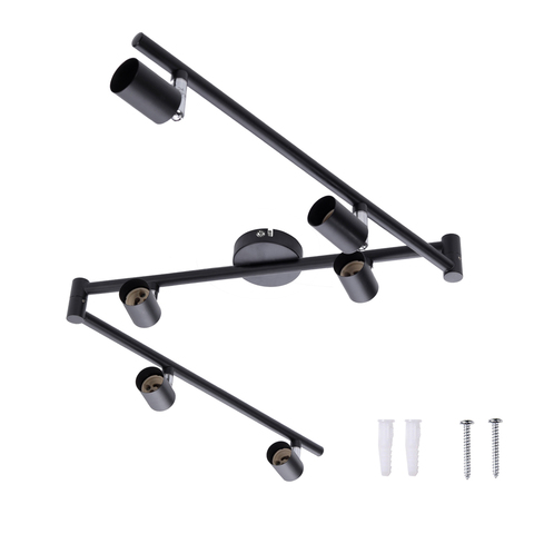 Plafonnier rotatif à 4/6 têtes, GU10 à LED têtes, éclairage de plafond, éclairage de plafond, angle réglable, disponible en noir et argent, idéal pour un salon ou une chambre à coucher, GU10 à AC90-260v ° ► Photo 1/6