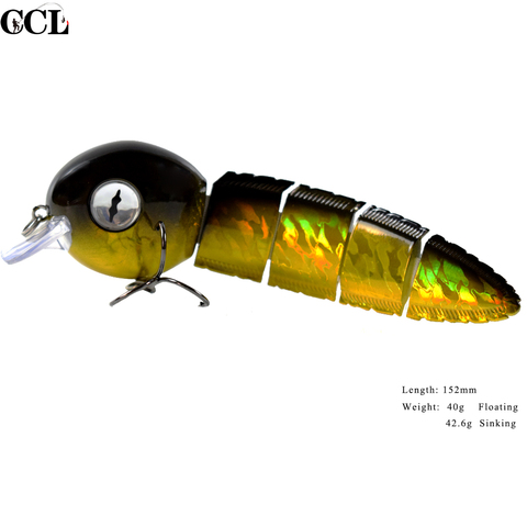 CCL-le parfait leurre méné composé de sections articulées, appât artificiel de type poisson nageur, Wobbler, nouveau modèle, 6 pouces, 40g ► Photo 1/6