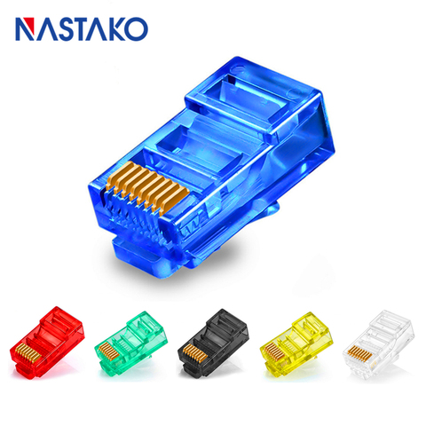 NASTAKO 35/70/140 pcs Coloré CAT5 CAT5e RJ45 Connecteur Cat 5e Fiches Modulaires Réseau Ethernet UTP Câble RJ45 Jack ► Photo 1/6