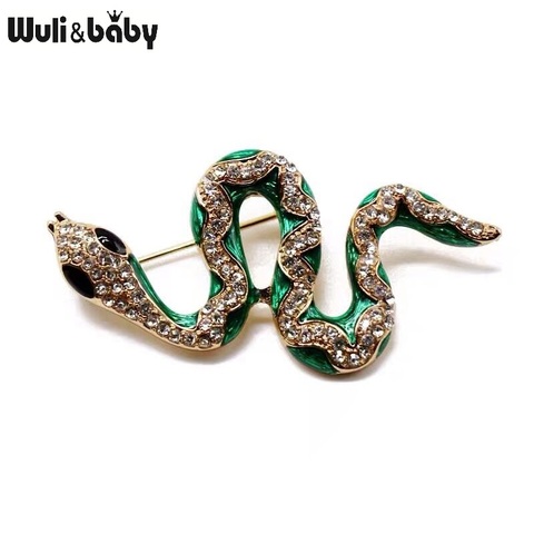 Wuli & bébé-broches en émail serpent vert, décontracté, strass, Animal, fête, cadeaux pour femmes et hommes ► Photo 1/4