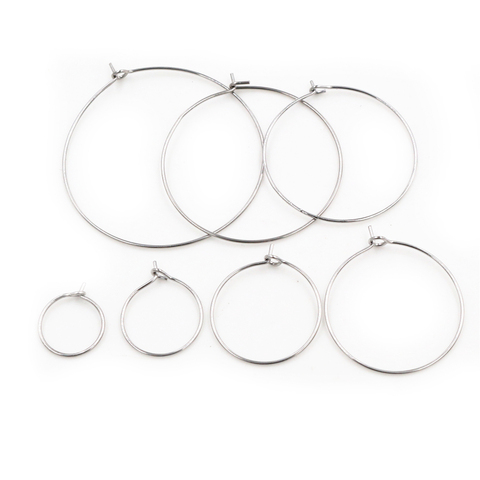 50 pièces 12 15 20 25 30 35 40 45mm 316 acier inoxydable cerceaux boucles d'oreilles grand cercle oreille fil cerceaux boucles d'oreilles fils pour les résultats de bijoux ► Photo 1/3