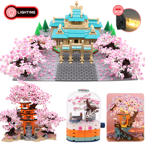 Mini blocs de construction de rue de ville, créateur japonais Fushimi Inari, temple Sakura, modèle classique MOC, jouets pour enfants, cadeau ► Photo 1/6