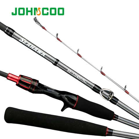 JOHNCOO – canne à pêche casting ou Baitcasting de 1.5 ou 1.6m, en carbone, à pointe solide, en caoutchouc, pour eau salée, pêche au calmar ou au poulpe ► Photo 1/6