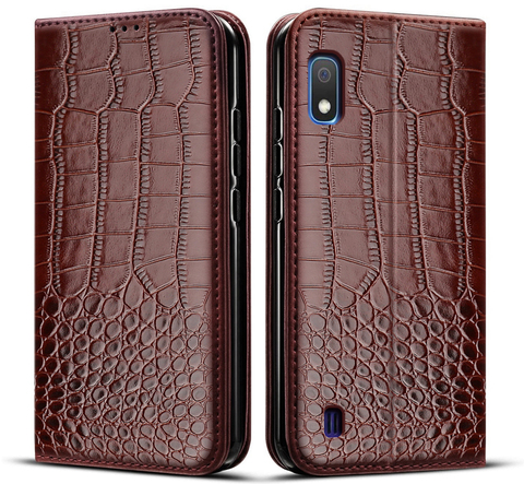 Coque pour Samsung Galaxy A10 Coque 2022 Crocodile texture cuir Coque pour Samsung A10 A 10 SM-A105F A105 A105F housse ► Photo 1/5