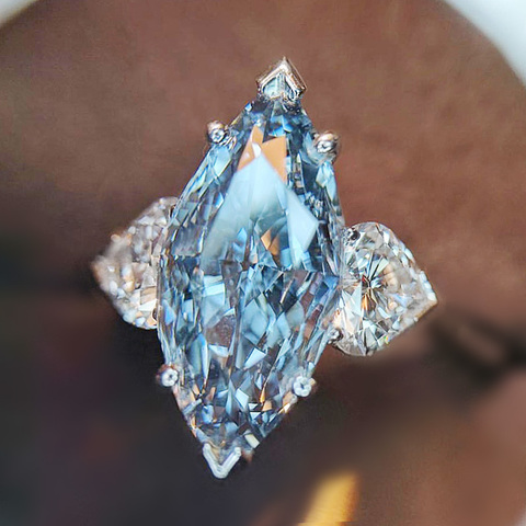 Huitan Partysu Style femmes anneau bleu ciel Marquise/blanc coeur CZ élégant bague de mariage beau cadeau pour fille nouveaux anneaux de livraison directe ► Photo 1/1