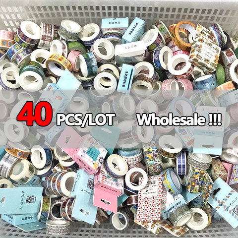 40 pièces/lot aléatoire Washi ruban ensembles en gros masquage adhésif ruban journal papeterie fournitures scolaires Kawaii autocollants Scrapbooking ► Photo 1/6