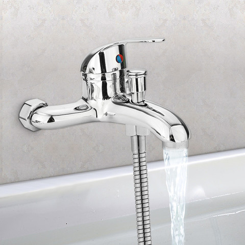 Robinets de bassin en alliage de Zinc Chrome mural eau chaude froide double bec mélangeur robinet séparateur bain douche bassin ► Photo 1/6