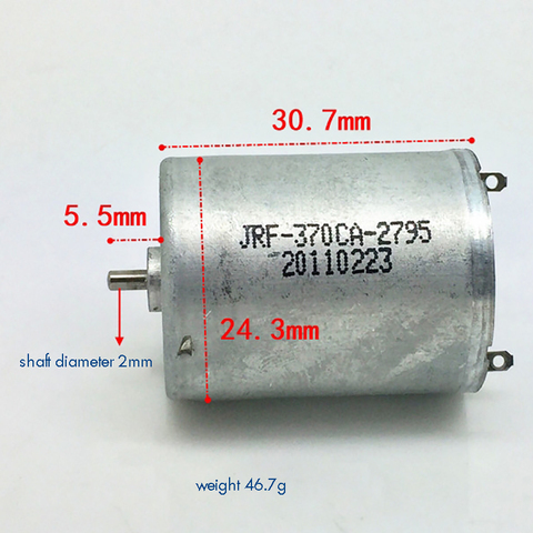 Moteur magnétique puissant à balais métalliques, Micro moteur 370 cc 3-12V, 5400-19000 tr/min, pour pompe à Air, diamètre de 2mm ► Photo 1/2