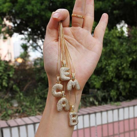 Collier et pendentif en CZ 26 lettres avec nom personnalisé, breloque en zircon cubique, cadeau de bijoux hip hop, pour hommes et femmes ► Photo 1/6